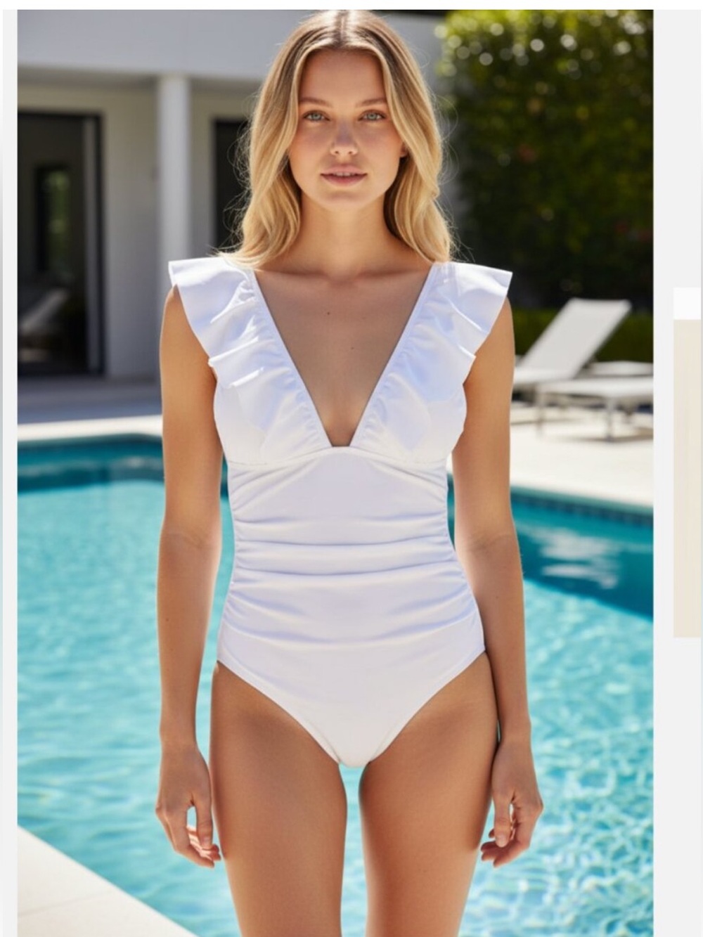 NWT J. Crew White Ruffle Plunge One Piece Swimsuit 2